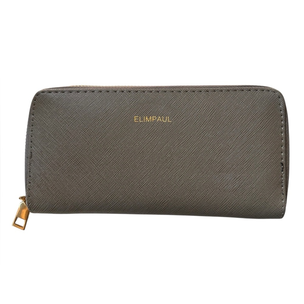 Elim & Paul Full Zip Wallet Clutch Gray ID Coin Cards 7.5" x 4"
